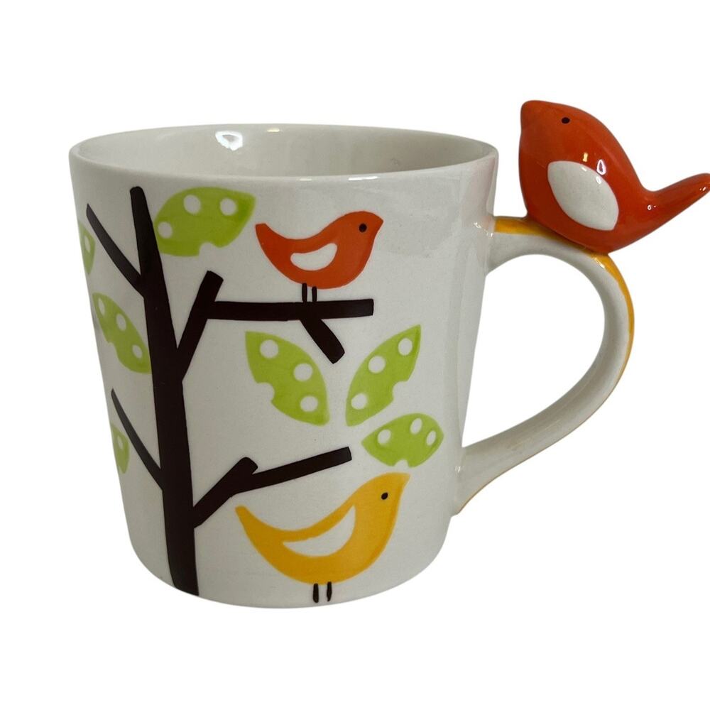 Pier One Imports Oversized 15 oz Stoneware Coffee Mug Bird on Handle